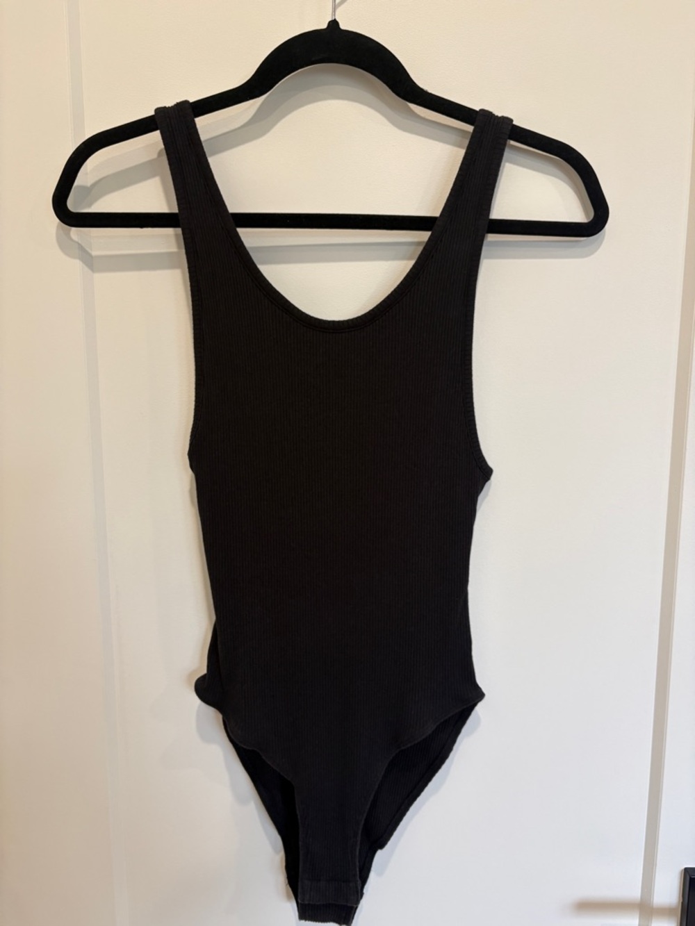 Black Ribbed Classic Bodysuit